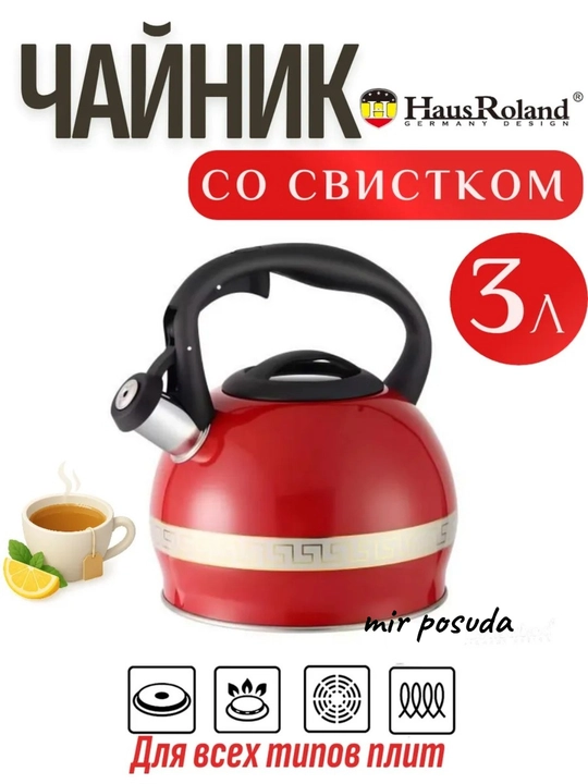 Haus Roland 3.0L choynak — zanglamaydigan po‘lat, hushtakli