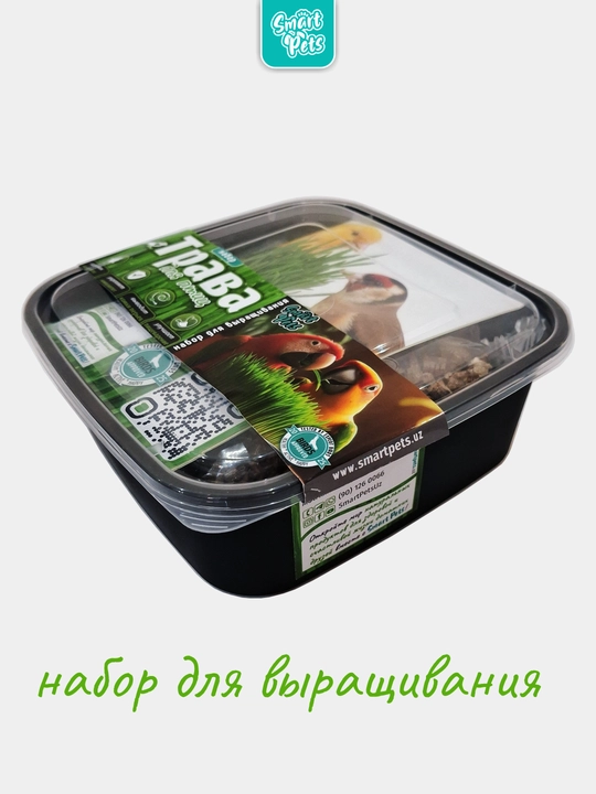 Трава для попугаев, канареек, щеглов и перепёлок Smart Pets, набор для выращивания, 130 г