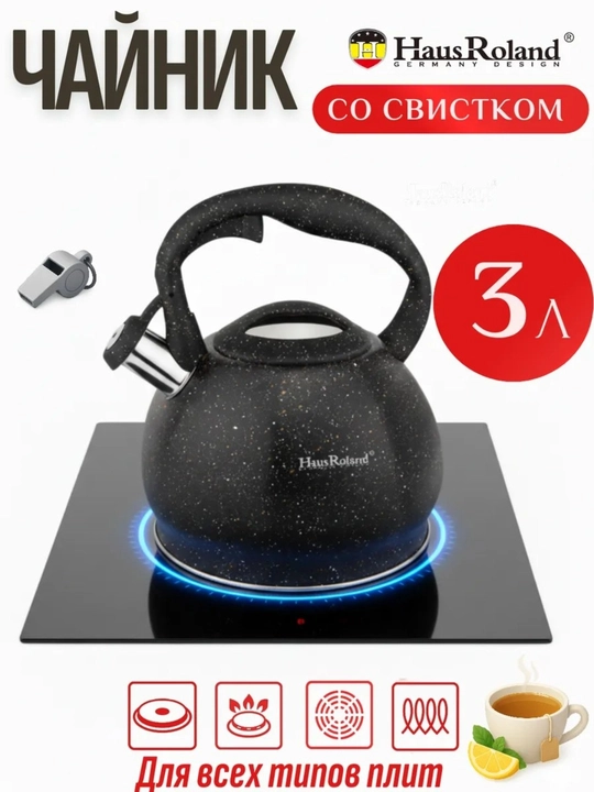 Haus Roland 3.0L choynak — zanglamaydigan po‘lat, hushtakli