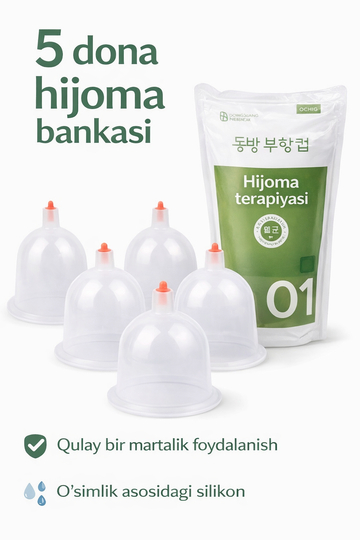 Xijoma va massaj uchun bir martalik banka, steril, 5 dona