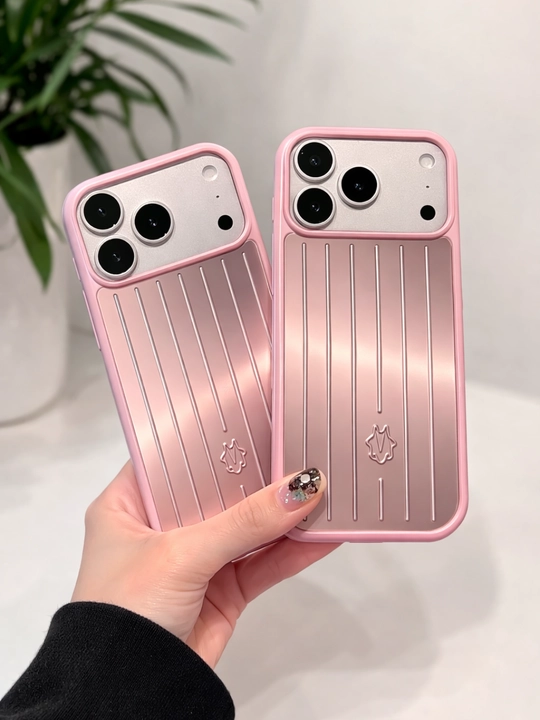 Металлический чехол в стиле RIMOWA, для iPhone 17 Pro Max —силиконовая основа, ударопрочный