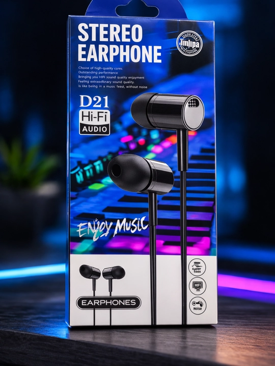 Проводные наушники D21 Hi-Fi Stereo с микрофоном, разъём 3.5 мм - 