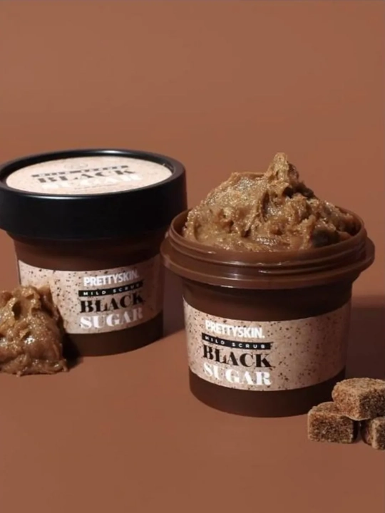 Мягкий скраб, маска для лица Prettyskin Mild Scrub Black Sugar с черным сахаром, 150 мл - 