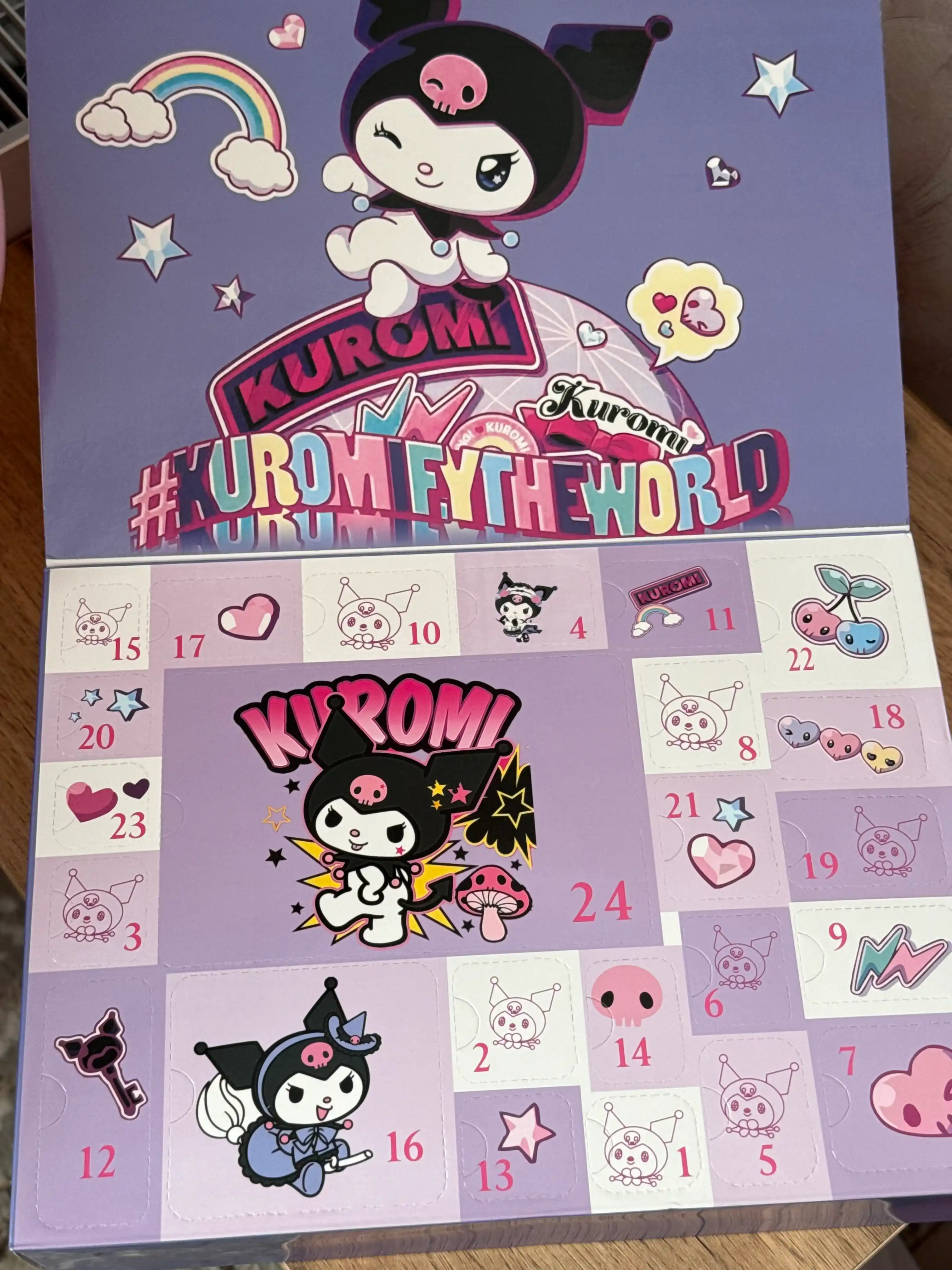 Advent taqvimi, qizlar va o‘g‘il bolalar uchun o‘yinchoqlar Kuromi, Hello Kitty, Stitch, Huntrix, Minecraft