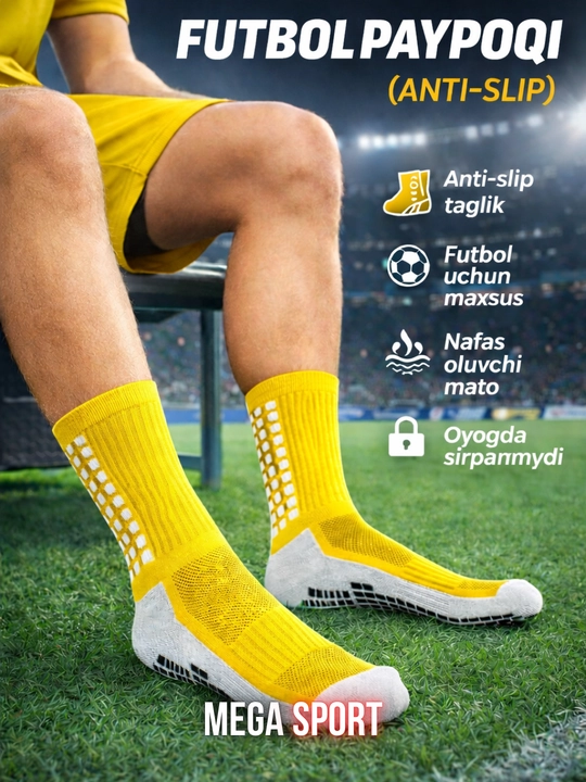 Futbol paypog‘i Anti-Slip Grip, sirpanmaydigan sport paypoq - 
