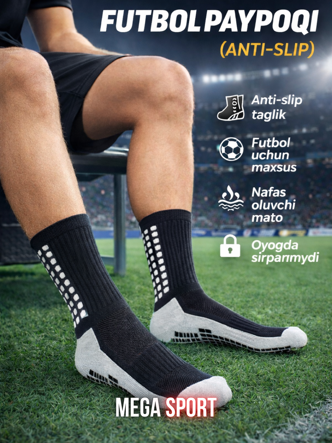 Futbol paypog‘i Anti-Slip Grip, sirpanmaydigan sport paypoq - 