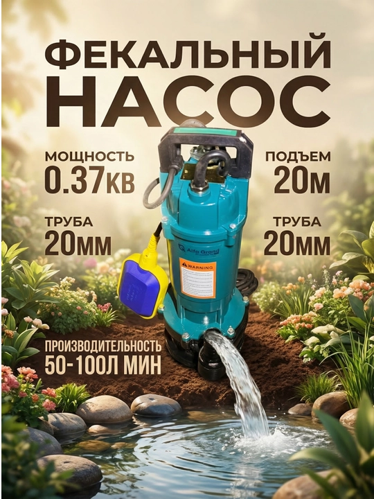 Погружной насос Alfa Grand 0,37 кВт, автоматический насос,100% медная обмотка - 