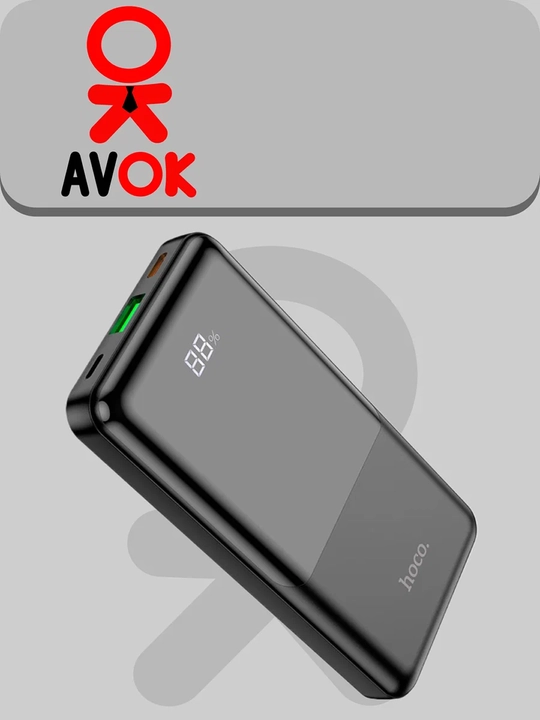 HOCO Q9 tashqi akkumulyatori, 10000 mA/soat, PD/QC 20 Vt, USB va Type-C, qora