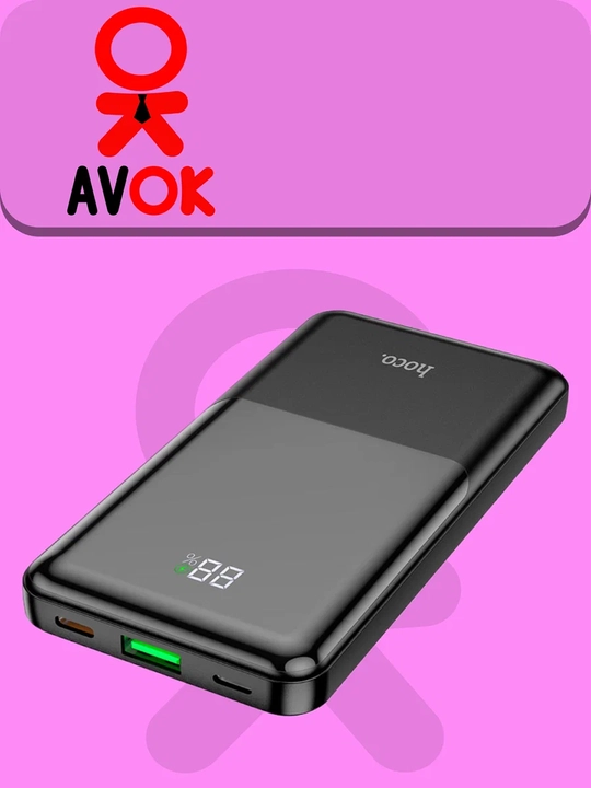 HOCO Q9 tashqi akkumulyatori, 10000 mA/soat, PD/QC 20 Vt, USB va Type-C, qora