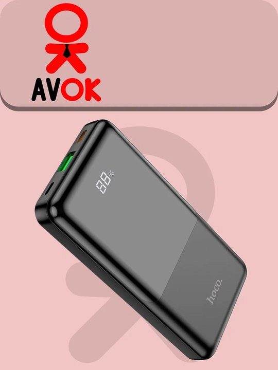 HOCO Q9 tashqi akkumulyatori, 10000 mA/soat, PD/QC 20 Vt, USB va Type-C, qora