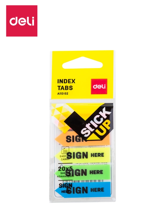 Stiker qog'oz indeks 44х12 20*5l. (floresan) Sign11302 Deli, 11302-EA - 