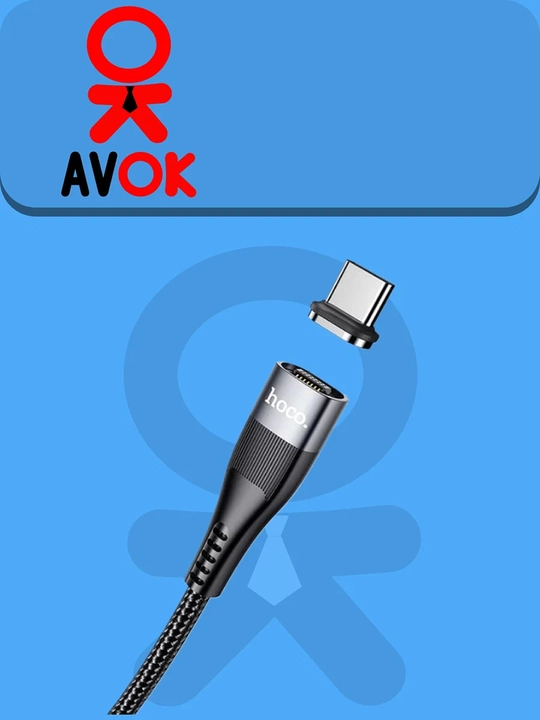 Type-C Hoco U99 Type-C magnit kabeli, 100 Vt tez zaryadlashni qo‘llab-quvvatlaydi, neylon o‘ramli
