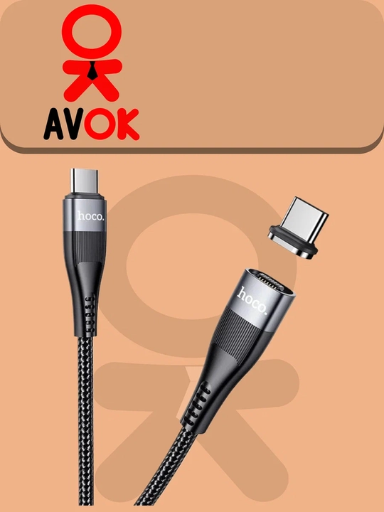 Type-C Hoco U99 Type-C magnit kabeli, 100 Vt tez zaryadlashni qo‘llab-quvvatlaydi, neylon o‘ramli