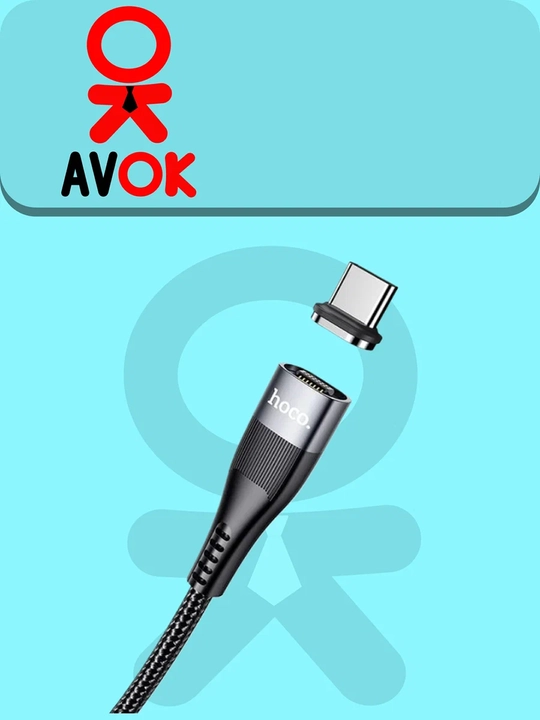 Type-C Hoco U99 Type-C magnit kabeli, 100 Vt tez zaryadlashni qo‘llab-quvvatlaydi, neylon o‘ramli