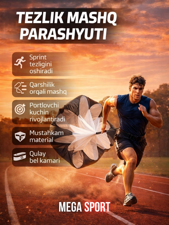 Sprint mashq parashyuti, yugurish tezligini oshirish uchun sport trenajyori - 