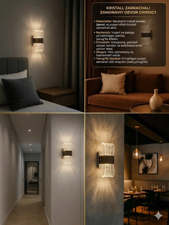 LED devor chirog‘i BRA – 3 rejimli zamonaviy yoritgich, uy va ofis uchun
