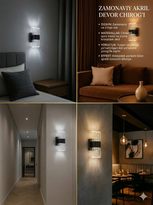 LED devor chirog‘i BRA – 3 rejimli zamonaviy yoritgich, uy va ofis uchun