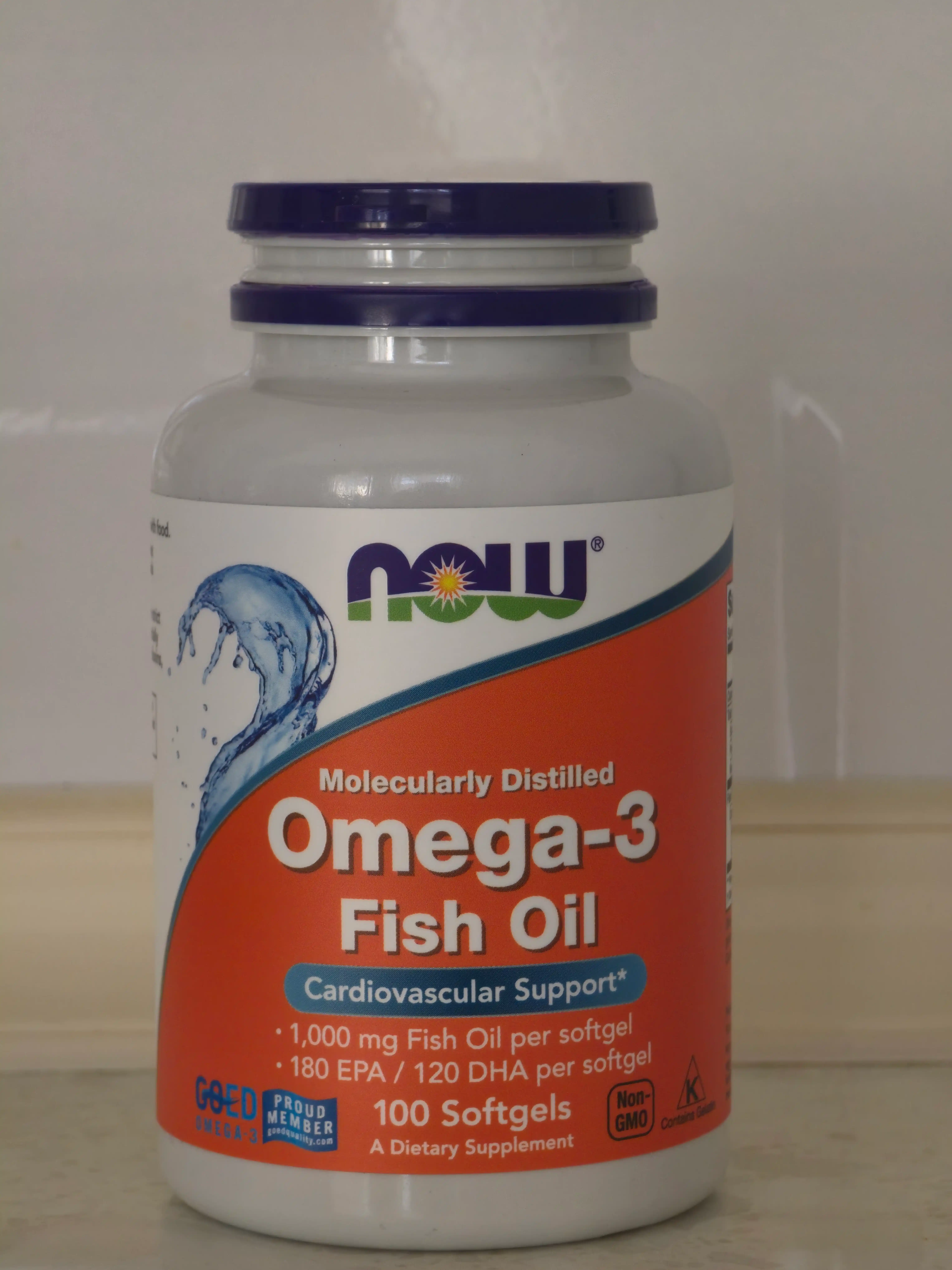 Baliq yog'i Now Foods, Omega-3, Fish Oil, 1000 mg, 100 kapsula