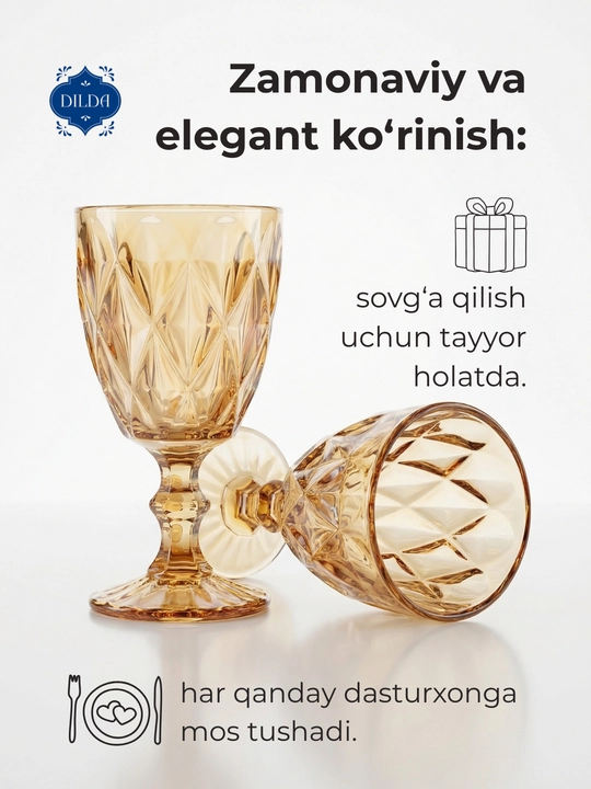 Rangli shishadan tayyorlangan, issiqqa chidaml, ichimliklar uchun fujerlar, 6 dona to‘plam