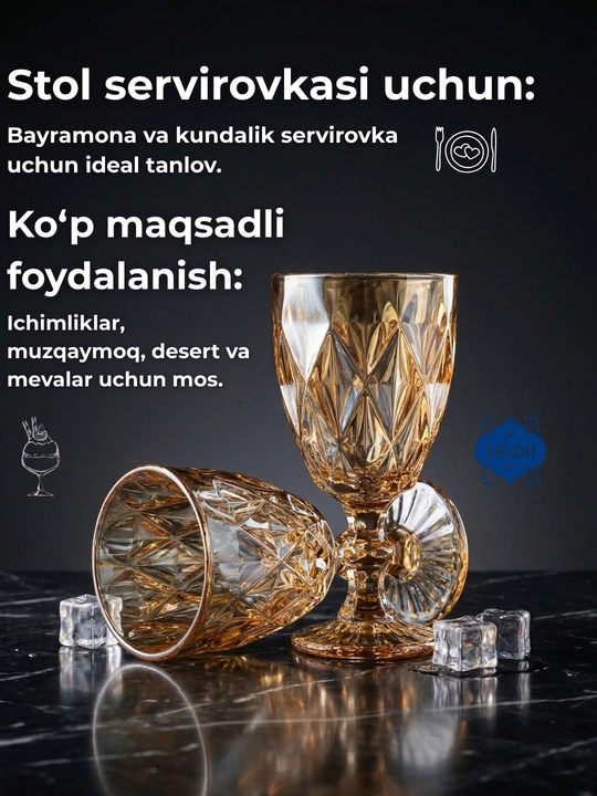 Rangli shishadan tayyorlangan, issiqqa chidaml, ichimliklar uchun fujerlar, 6 dona to‘plam