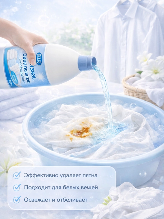 Пятновыводитель для белой одежды, отбеливатель для ткани - 