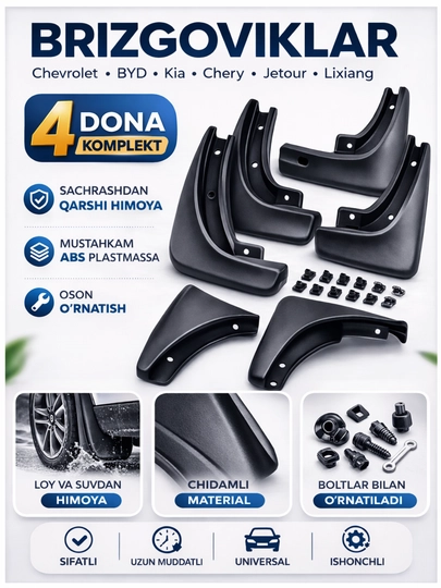 Брызговики, брызговики для Chevrolet, BYD, Lixiang, Kia, Chery, Jetour — AVTZPCH-BRIZGOVIK-onix