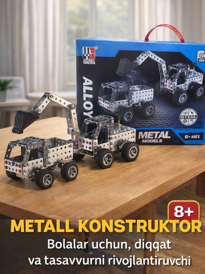 Bolalar uchun o'yinchoq metall konstruktsiyali avtomobil, rivojlantiruvchi - 