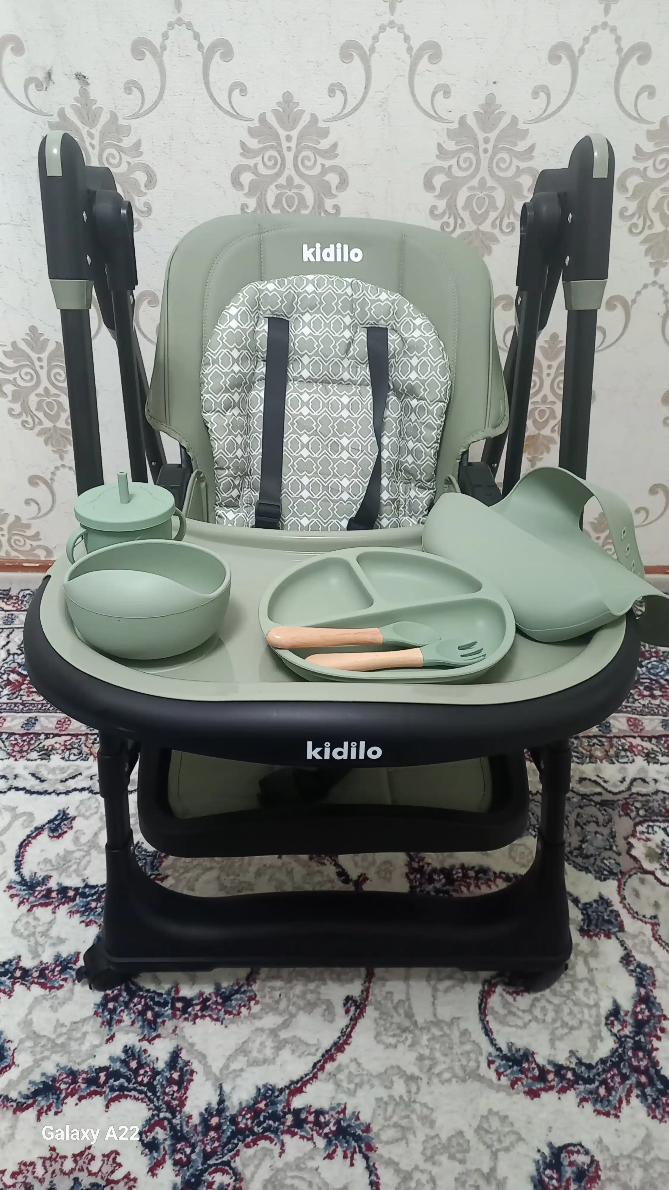 Детский стульчик для кормления + качели для детей Kidilo, 3 в 1, стульчик для детей