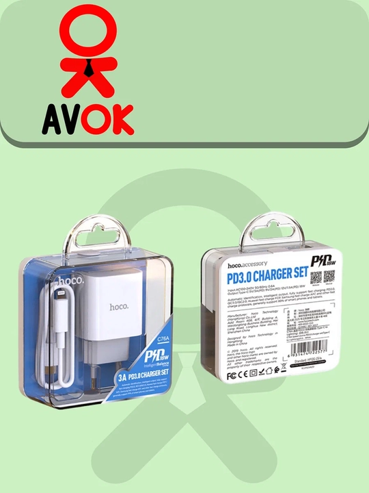 Hoco C76A Plus tarmoq quvvatlagichi, Type-C, PD/QC3.0/QC2.0/Huawei Fast Charge, 20