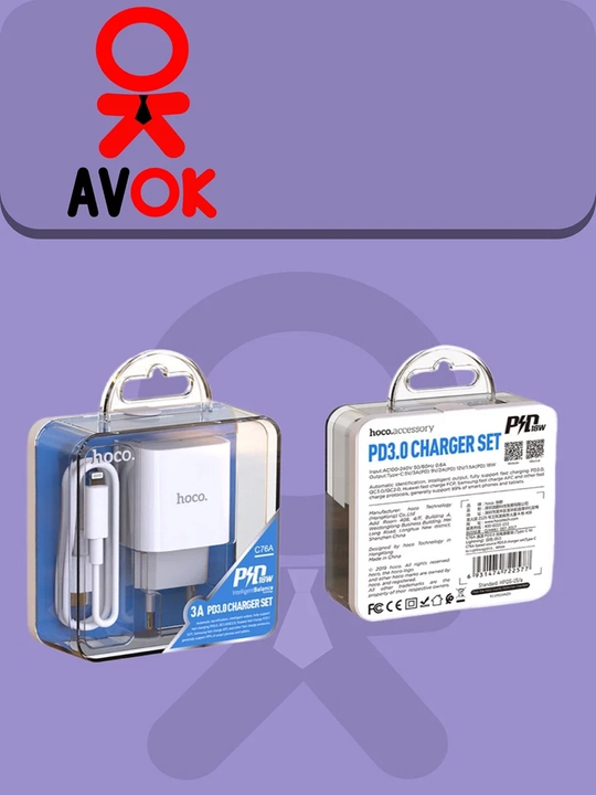 Hoco C76A Plus tarmoq quvvatlagichi, Type-C, PD/QC3.0/QC2.0/Huawei Fast Charge, 20