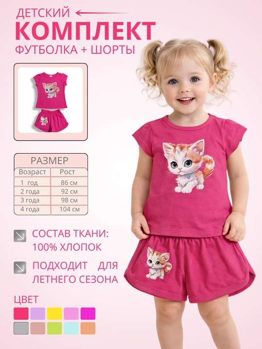Футболка и шорты для девочек - 