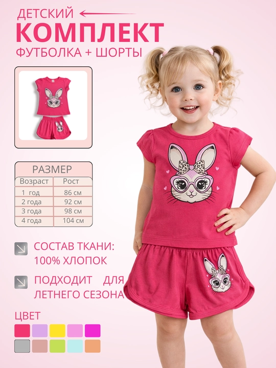 Футболка и шорты для девочек - 