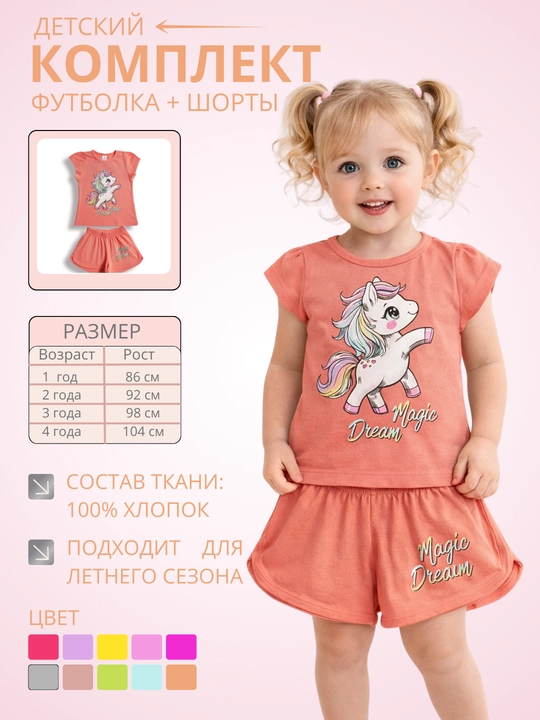 Футболка и шорты для девочек - 