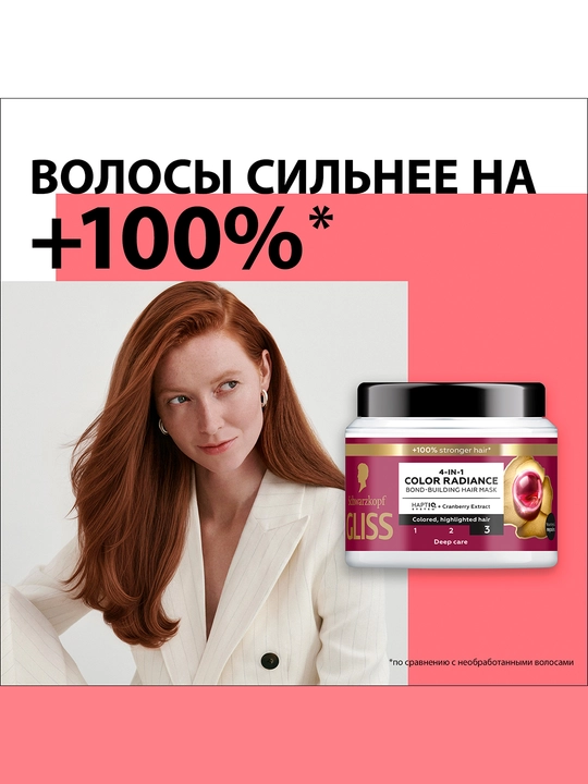 Маска для волос Schwarzkopf Gliss 4-в-1 Color Radiance, 400 мл