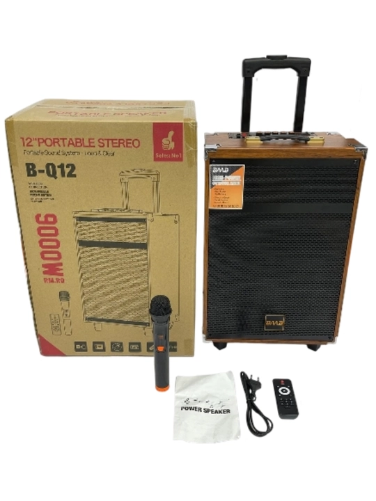 Караоке колонка B-Q12, 50 Вт, Bluetooth, с микрофоном, на колёсиках