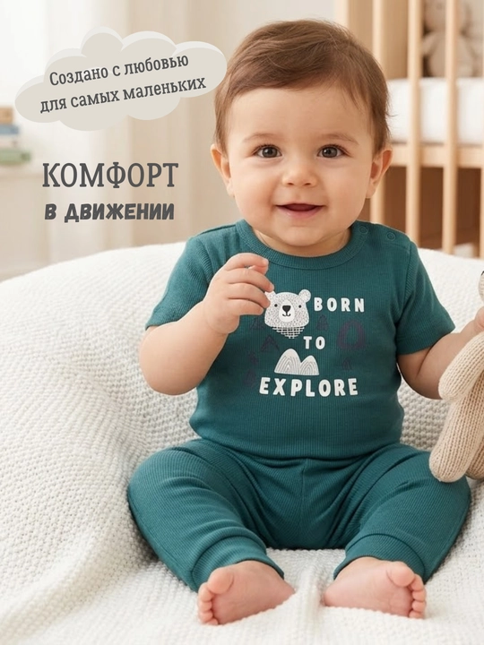 3-24 oylik o‘g‘il va qiz bolalar uchun chaqaloqlar to‘plami, bodika, ishtoncha va qalpoq