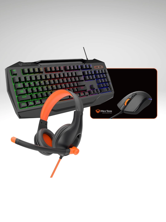 Игровой набор MeeTion C490 4 в 1, Клавиатура, Мышь, Наушники, Коврик