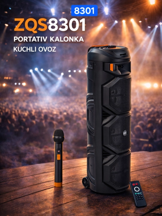Portativ kolonka, simsiz Bluetooth karaoke musiqasi, mikrofonli, pultli va RGB yorug'lik - 
