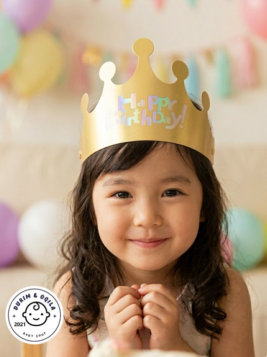 Tug‘ilgan kun uchun bayramona toj "Happy Birthday", o‘g‘il va qiz bolalar uchun
