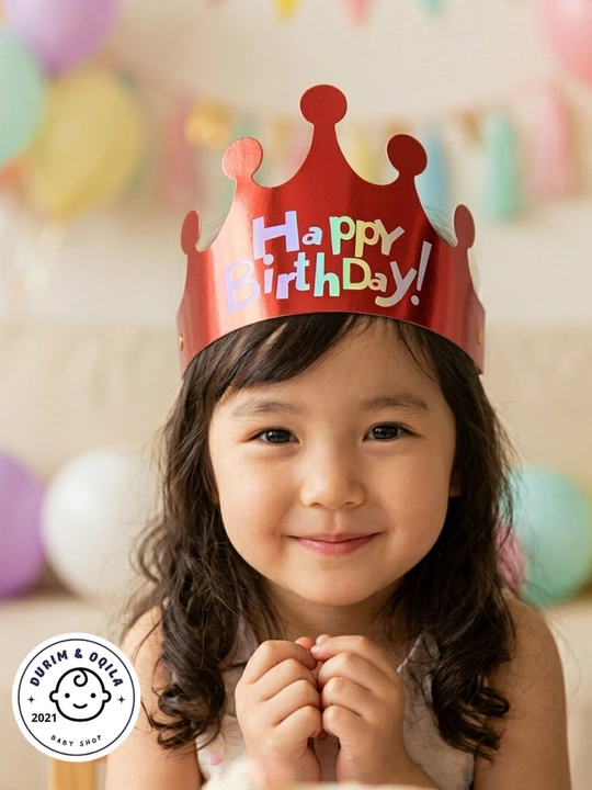 Tug‘ilgan kun uchun bayramona toj "Happy Birthday", o‘g‘il va qiz bolalar uchun