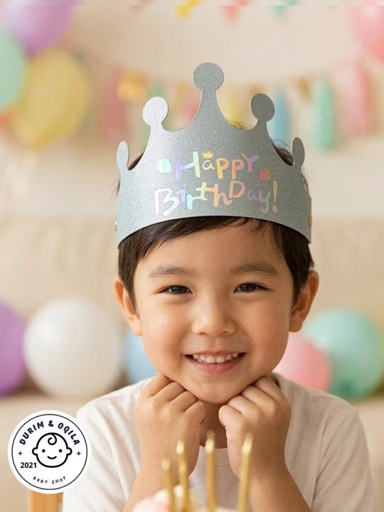 Tug‘ilgan kun uchun bayramona toj "Happy Birthday", o‘g‘il va qiz bolalar uchun