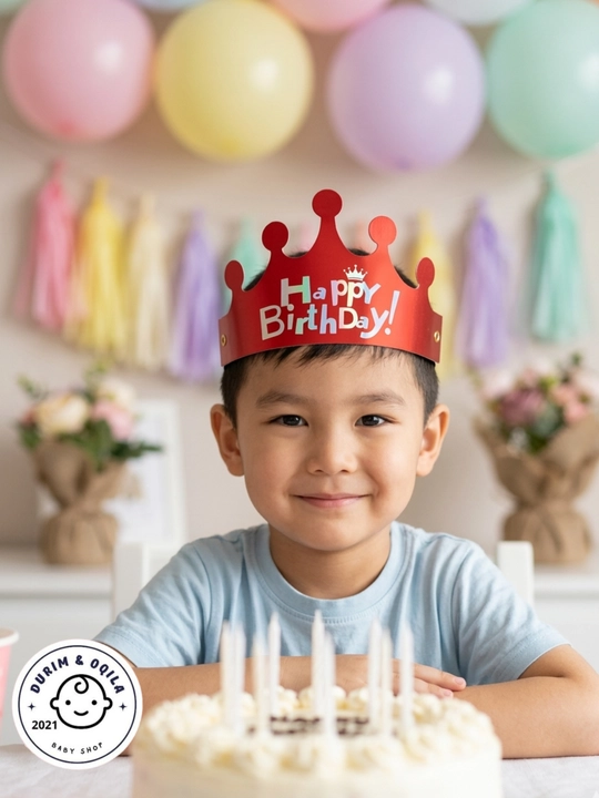 Tug‘ilgan kun uchun bayramona toj "Happy Birthday", o‘g‘il va qiz bolalar uchun