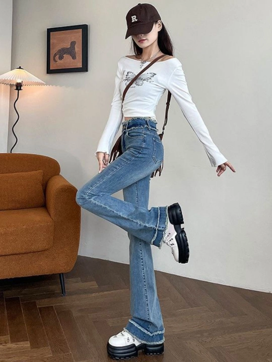 Ayollar uchun boyfriend jinsi, keng va klesh jinsilar, bahor-kuz jinsi shimlar