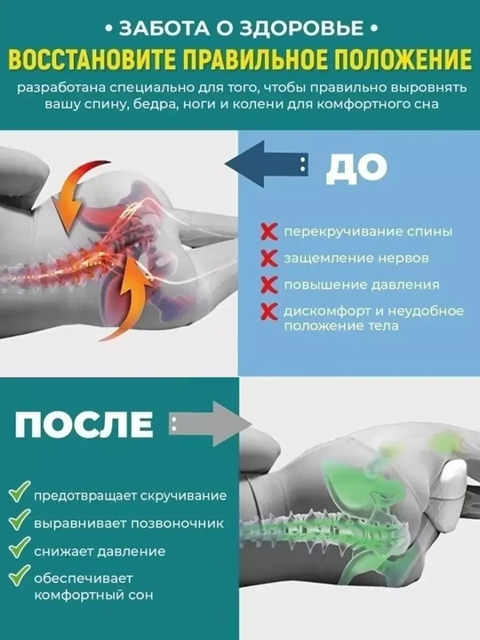 Oyoqlar orasiga qo‘yiladigan xotira effektli ortopedik yostiq