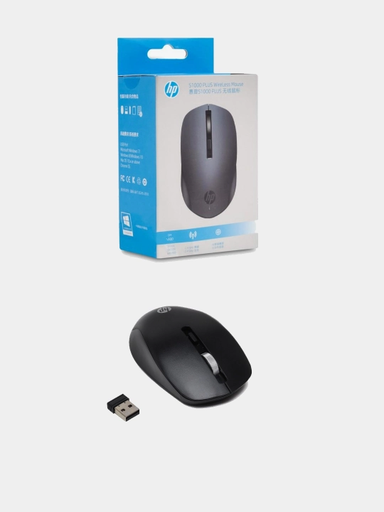 Беспроводная мышь HP 1000 Plus 1600dpi радиоканал 2.4Ghz черная - 