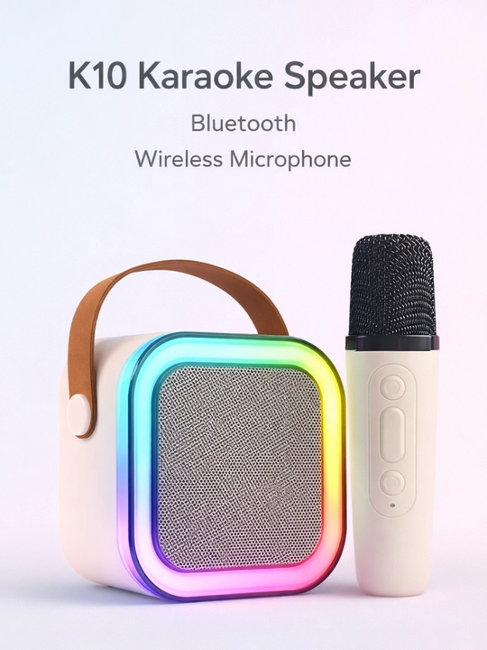 Портативная караоке колонка K10 с беспроводным микрофоном и RGB подсветкой