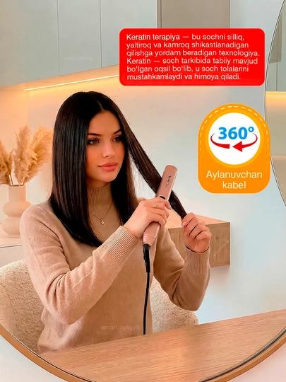 Soch dazmoli MAC Styler, professional soch tekislagich, titan plastinali, soch to‘g‘rilash