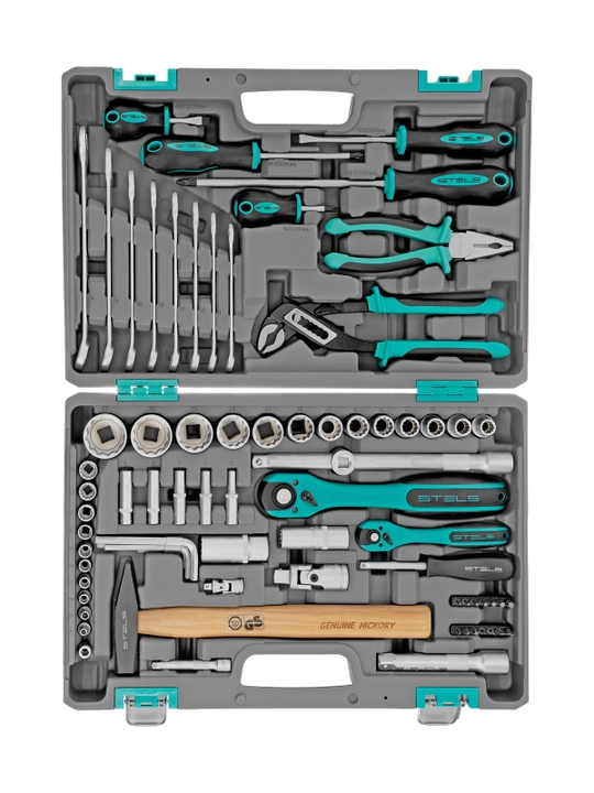 Набор инструментов STELS, 1/2", 1/4", CrV, кейс, 76 предметов, 14116