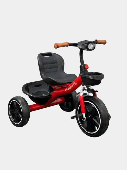 Savatli va sozlanadigan rulli bolalar uch g‘ildirakli velosipedi