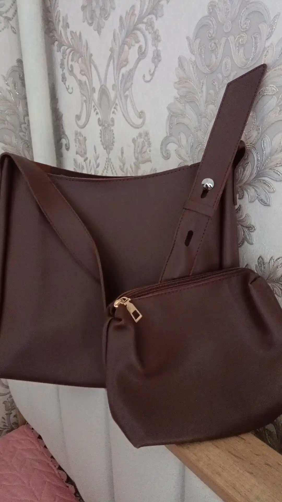 Sumka ayollar uchun 2 tasi 1 da, yelkama katta shopper-kosmetik sumka, eco teridan